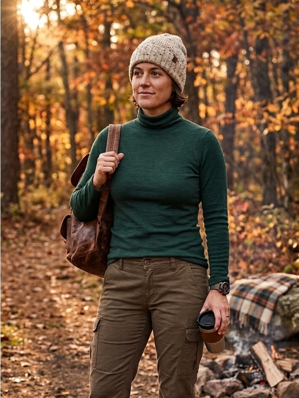 Wicked Wool Forest Green Long Sleeve Wool Women's Top/Baselayer